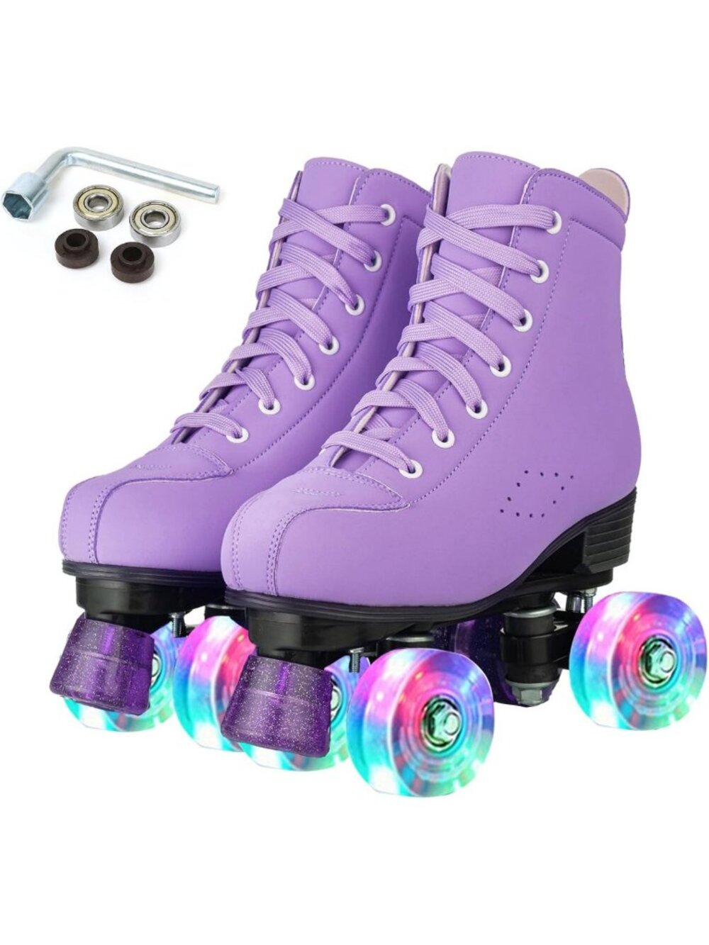 Light Up High-Top Roller Skates for Adults & Kids | PU Leather Derby Skates